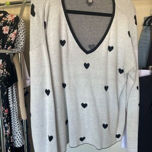 Nordstrom Gray Knit with Black Heart Design